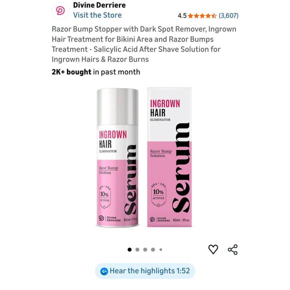 🥚3/30 Divine Derriere Ingrown Hair Razor Bump Stopper SEALED - Picture 3 of 4